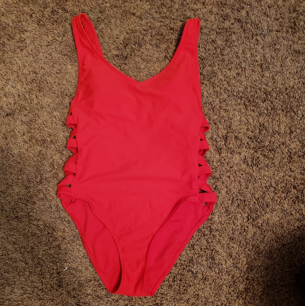 Red one piece swimsuit